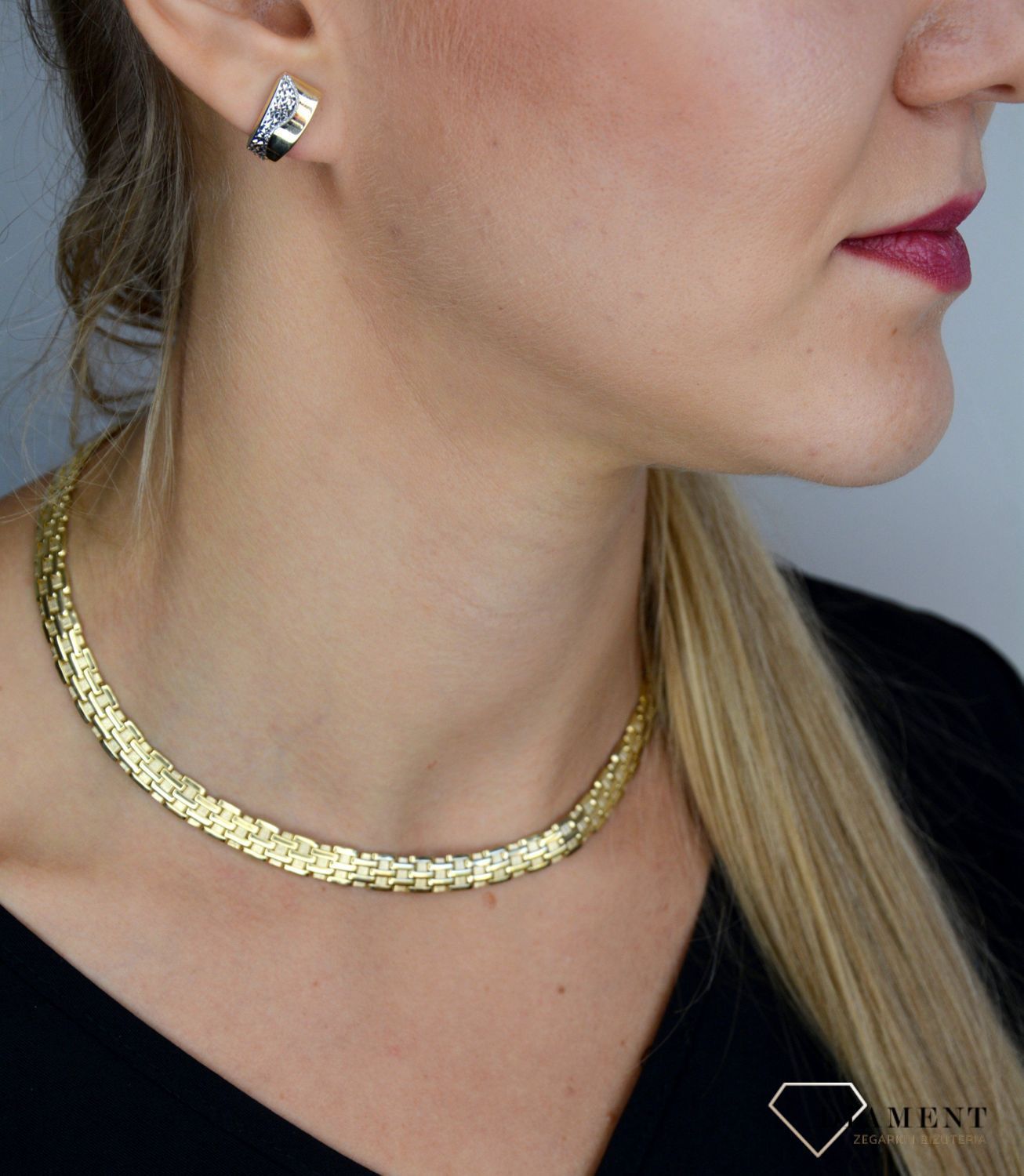 Złote kolczyki 333 uniwersalny kształt z białym złotem KL 6160 333.jpg